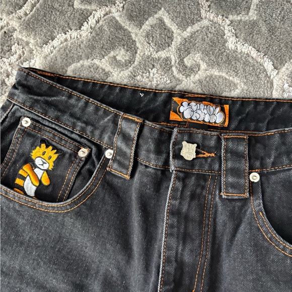 Men's Black Jeans with Embroidered Detail - Picture 2 of 5